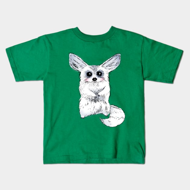 Cute Snow Creature Kids T-Shirt by LittleInkings